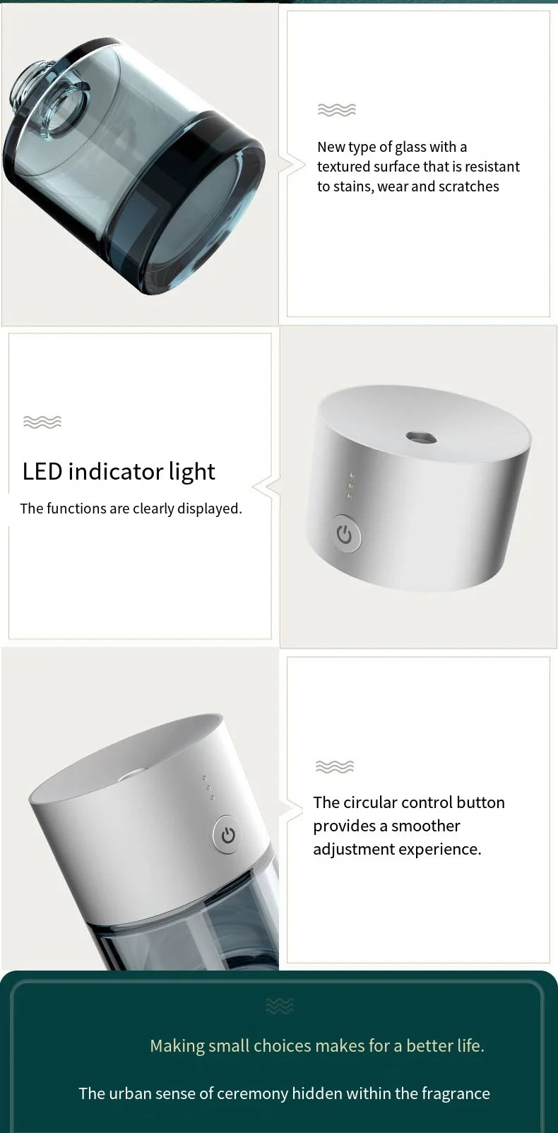 Car Air Freshener USB Rechargeable Essential Oil Diffuser Room Fragrance Diffuser Cool Mist Humidifier Auto Mini Scent Machine