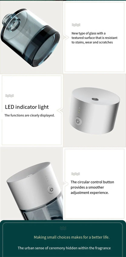 Car Air Freshener USB Rechargeable Essential Oil Diffuser Room Fragrance Diffuser Cool Mist Humidifier Auto Mini Scent Machine