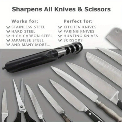 Professional 4-in-1 Knife & Scissors Sharpener with Diamond Blades - Fast Sharpening, Ergonomic Handle, Portable for Kitchen