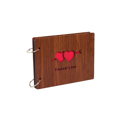 Photo Album Black Pages 8 Inch Wood Scrapbook DIY for Valentines Baby Lovers Anniversary Day Birthday Christmas Gift