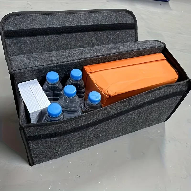 1pc Car Storage Felt Box For Dark Gray Anti Slip Storage Tools Towels Car Accessories Universal Foldable High-Quality Felt Box