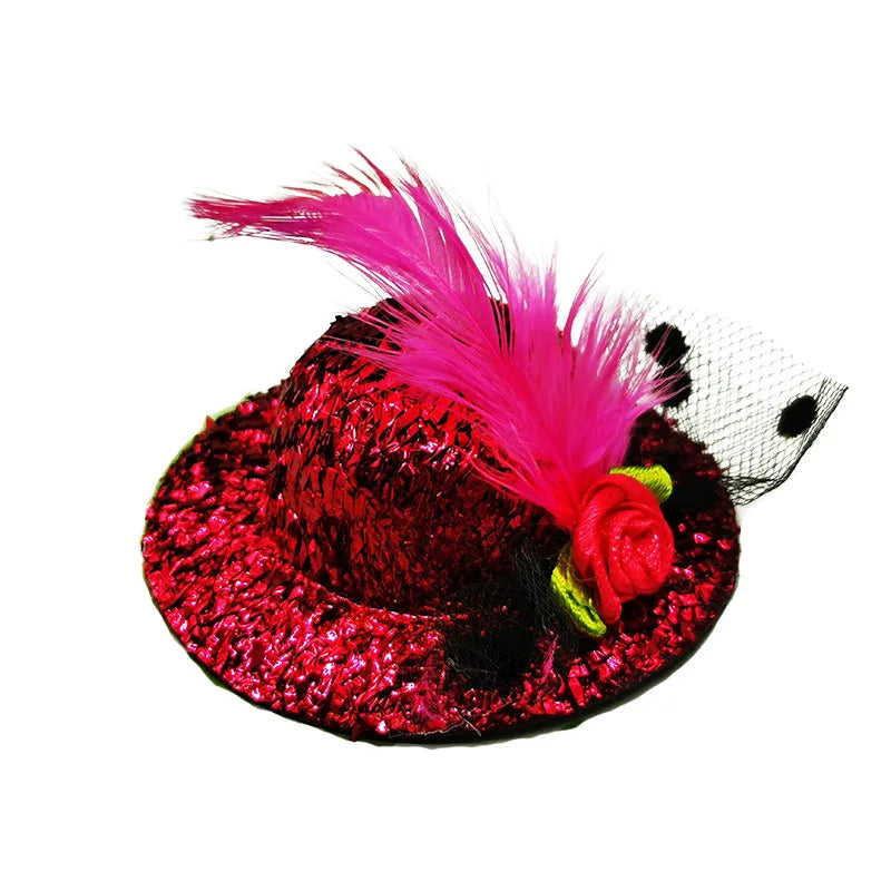 Chicken Hats For Hens Feather Top Hat With Adjustable Elastic Chin Strap Mini Hat Chicken Helmets Accessories Rooster Duck
