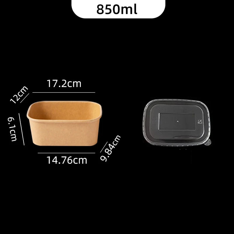 10Pcs/Set Disposable Paper Lunch Box Food Storage Containers With Lid Fruit Salad Cake Box Kitchen Accessories Party Supplies