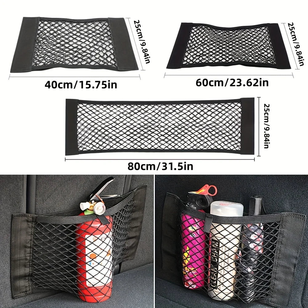 Universal Car Storage Bag Double Mesh Trunk Storage Net Car Built-in Storage Bag Car Fire Extinguisher Fixed Net Anti-Slip
