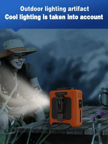 Portable Waist Fan 10000mAh with Power Bank LED Lighting Hanging Neck Fan 5 Speed Strong Airflow Cooling Fan for Outdoor Working