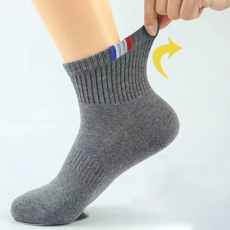 5 Pairs Socks Men Breathable Thickened Middle tube Solid Men's Spring Autumn Winter Warm White Black Sport Sock for Man Set Gift