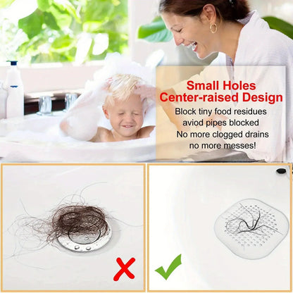 Drain Cover - No Drill Hair Catcher for Sink/Bathtub/Shower, Fine Mesh Waterproof Filter with Suction Cups Kitchen Accessories
