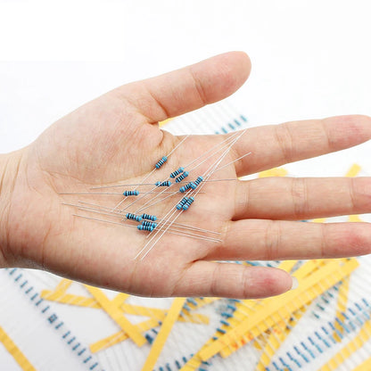 300/600pcs 1% Resistor Set Resistance 1/4W Metal Film Resistors Kit 10Ohm ~1M Ohm 30Values Electronic Components Kit