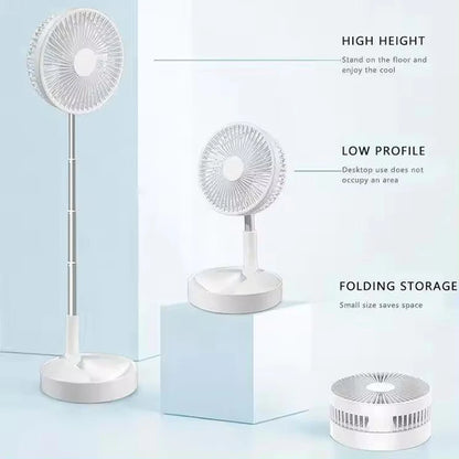 Portable Fan  Rechargeable Mini Folding Telescopic Floor Low Noise Summer Fan Cooling For Household Bedroom Office Deskto