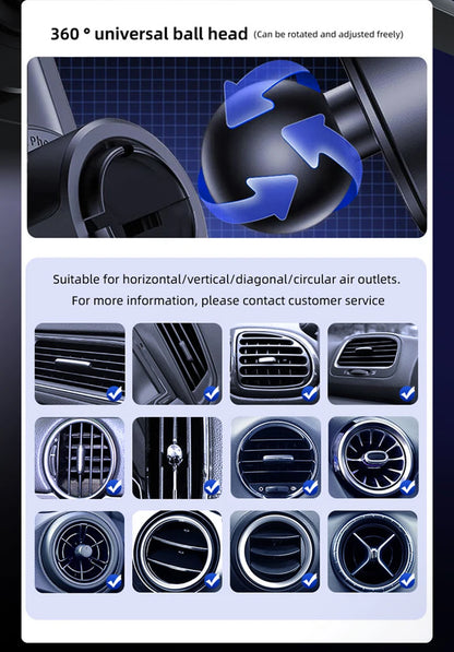 Smart Sensing Car Phone Holder 15W Qi Wireless Charging Motorized Rotation One-Touch Release & Clamping Rotatable Cable Port