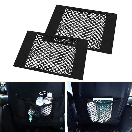 Car Trunk Mesh Organizer Universal Velcro Storage Pocket Vehicle Elastic Storage Bag Automotive Mesh Interior Accessories