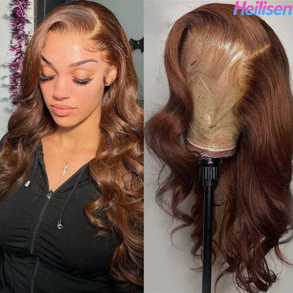 Body Wave 13x6 HD Transparent Lace Frontal Wig 36 Inch 220% Density #4 Chocolate Brown Real Brazilian Human Hair Wigs For Women
