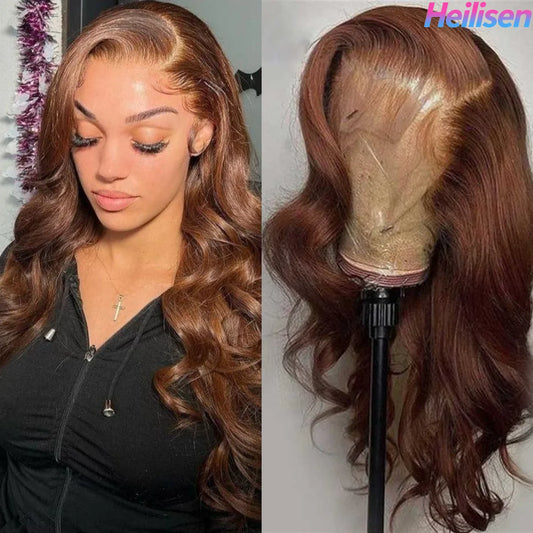 Body Wave 13x6 HD Transparent Lace Frontal Wig 36 Inch 220% Density #4 Chocolate Brown Real Brazilian Human Hair Wigs For Women