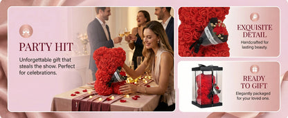 1pc 25cm Rose Bear with flower bouquet Artificial Foam Flowers Bear Romantic Creative Gifts For Valentines Day Anniversary Gift