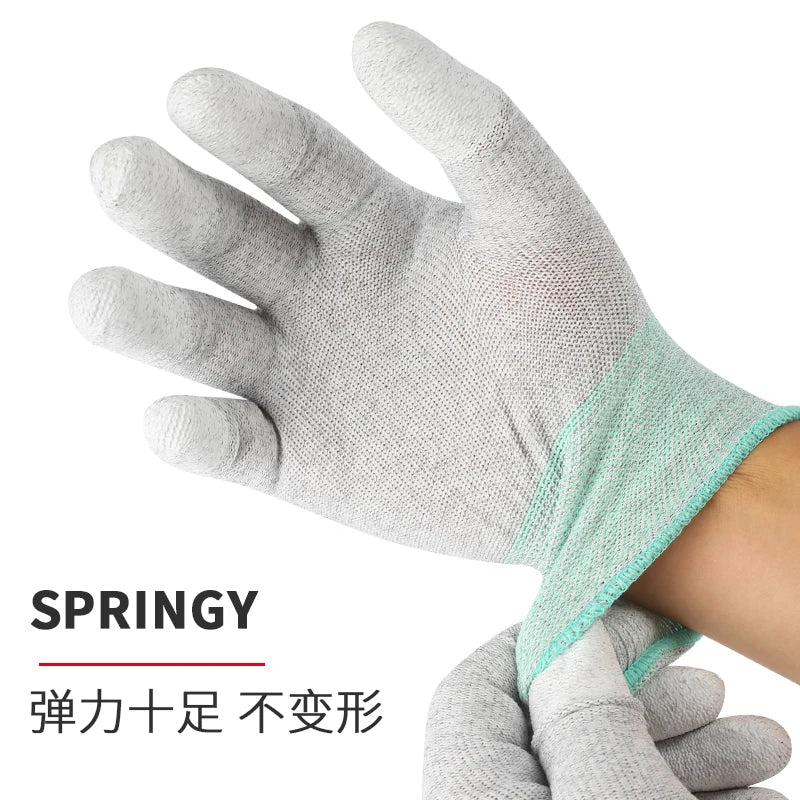 MECHANIC AS02 Carbon Fiber Anti-static Gloves Elasticity Non-Slip PU Coating Layer Protective Glove Electronic Repair Hand Tools
