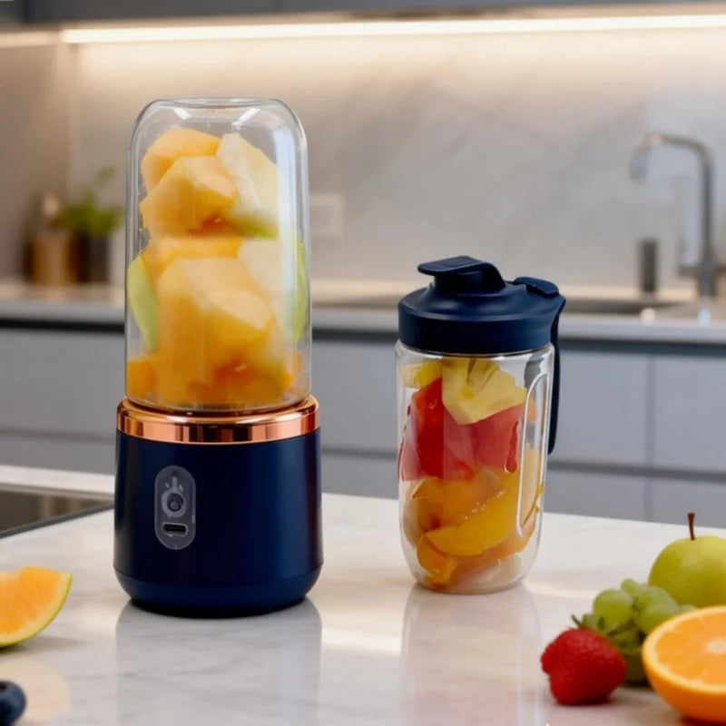 Double Cup Portable Blender USB Juicer Fruit Mixer for Smoothies Milkshakes and Juices Compact Food Processor Orange Juicer