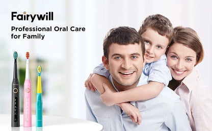 Fairywill 2001 Family Kids Sonic Electric Toothbrush Rechargeable Soft Tongue Cleaner Smart Timer and 3 Modes 4 Hours Charge
