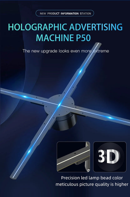 3d Hologram Fan,24.4" 2000*1444px Resolution 722 Pcs Hd Led Beads Hologram Fan Projector Advertising Display Support App+Bluetoo