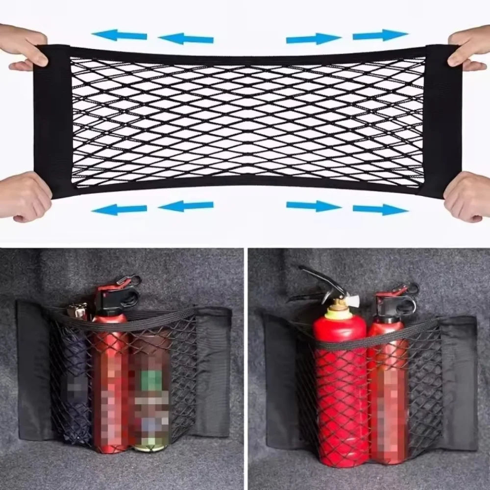 Fire Extinguisher 4Pcs/Set Car Storage Bag Double Mesh Trunk Storage Net, Caravan Must-Haves Car Built-In Storage Bag, Car Fixed