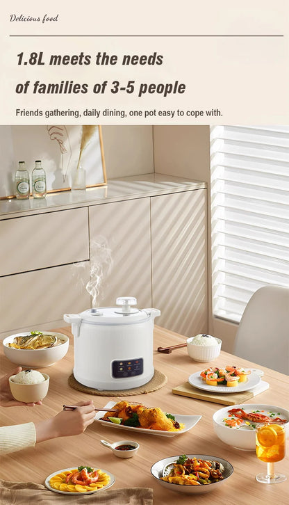 Electric Rice Cooker for 1-2 People, Multifunctional Household Hot Pot, Porridge, 1.8L Micro Pressure Rice Cooker soup making