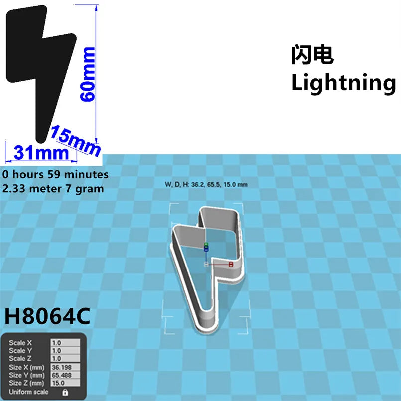 Four Specifications Cartoon Nature Graphics Super Lightning,Plastic Mold,Cake Fondant Tools,Cookie Sushi and Fruits Cutters