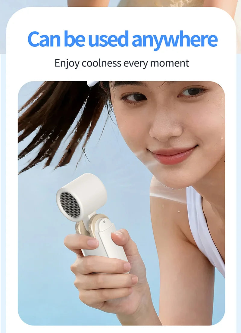 Mini Ice Cooling Portable Fan Turbo High Speed Handheld Fan Long Battery Life USB Rechargeable Foldable For Outdoor Travel