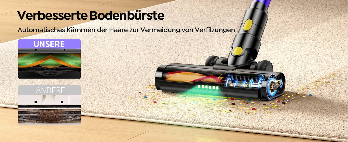 Laresar X11 Kabelloser Staubsauger 550W 55000PA Saugmacht Handheld Smart Home Staubbecher 60 Minuten Laufzeit 3 Stück Filte Set