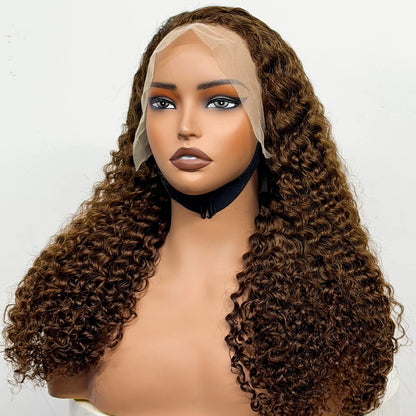24 inch Full Water Wave Human Hair Wig 100% Human Hair 300% Density 13x4 Lace Frontal Front Curly Human Hair Wig for Black Women
