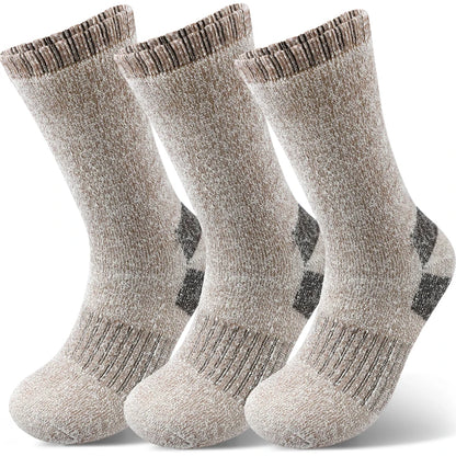 3Pairs Winter Men Socks Super Thick Thermal Mid Calf Socks Warm Wool Skiing Sports Socks