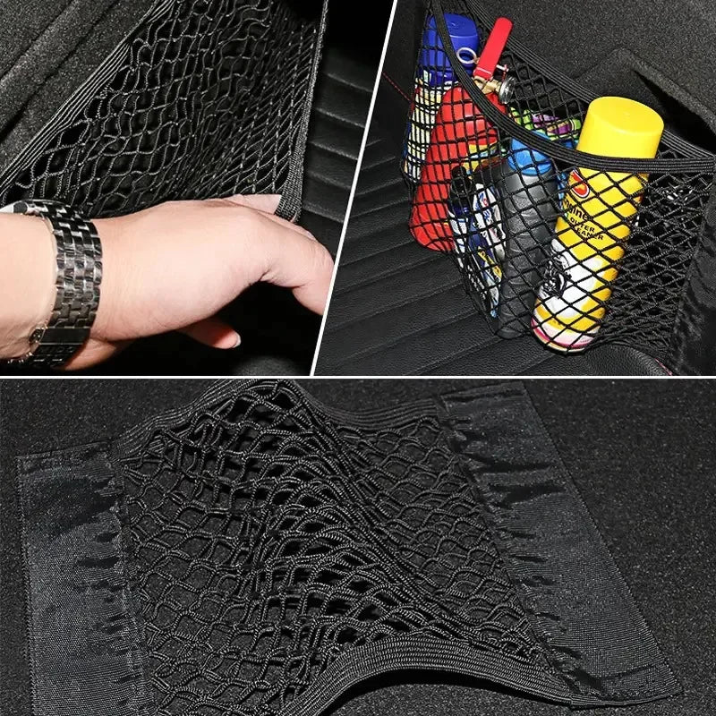 Universal Car Storage Bag Double Mesh Trunk Storage Net Car Built-in Storage Bag Car Fire Extinguisher Fixed Net Anti-Slip