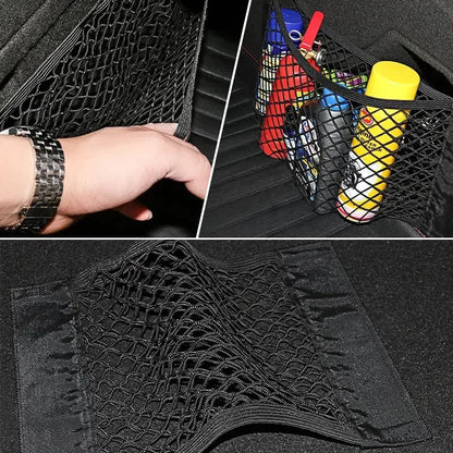 Universal Car Storage Bag Double Mesh Trunk Storage Net Car Built-in Storage Bag Car Fire Extinguisher Fixed Net Anti-Slip