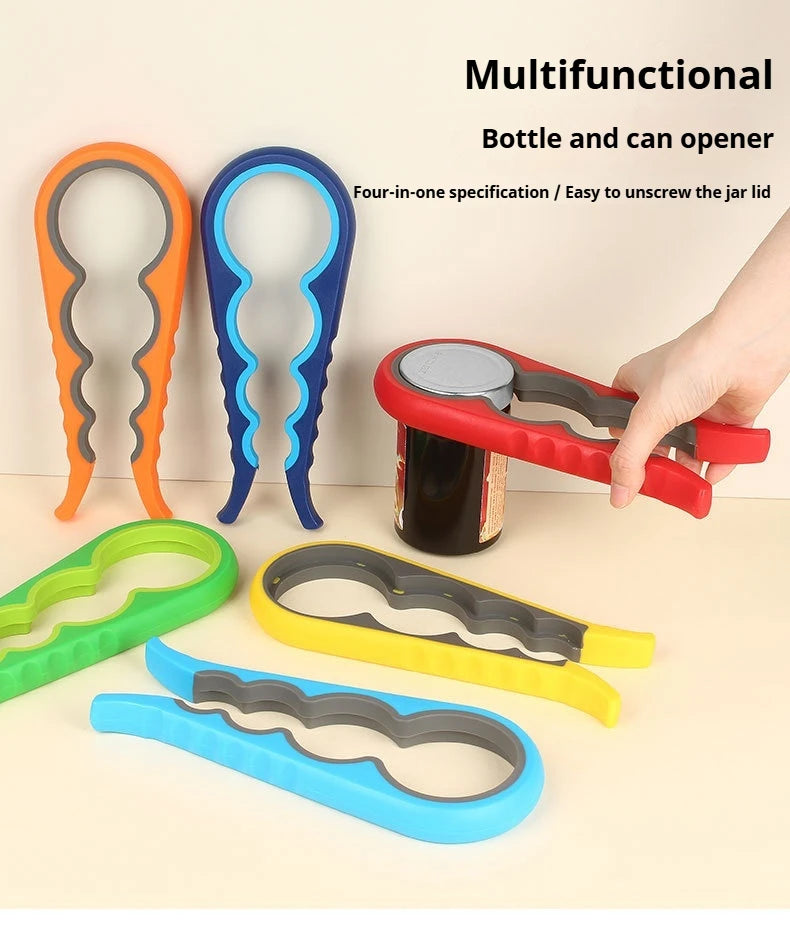 4 in 1, 1pc Non-Slip Grip Multi-Purpose Can Opener for Beer Bottles and Home Kitchen Use