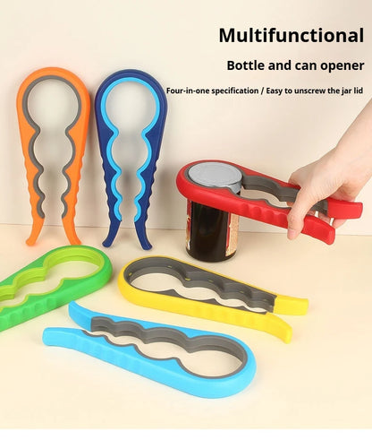 4 in 1, 1pc Non-Slip Grip Multi-Purpose Can Opener for Beer Bottles and Home Kitchen Use