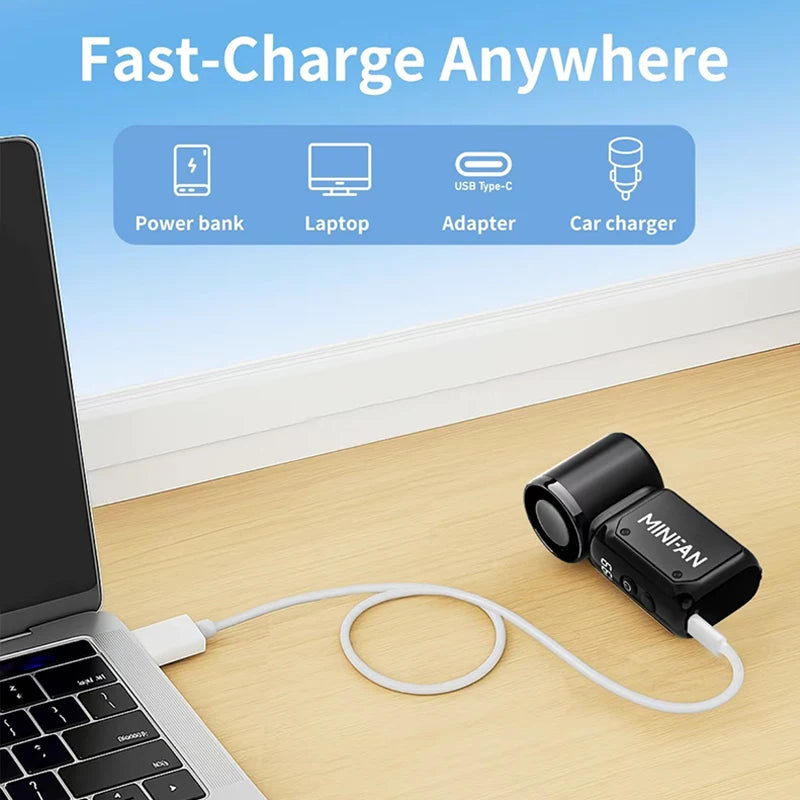 Portable handheld small fan, pocket portable fan, USB charging mini bladeless electric fan, suitable for outdoor and travel use