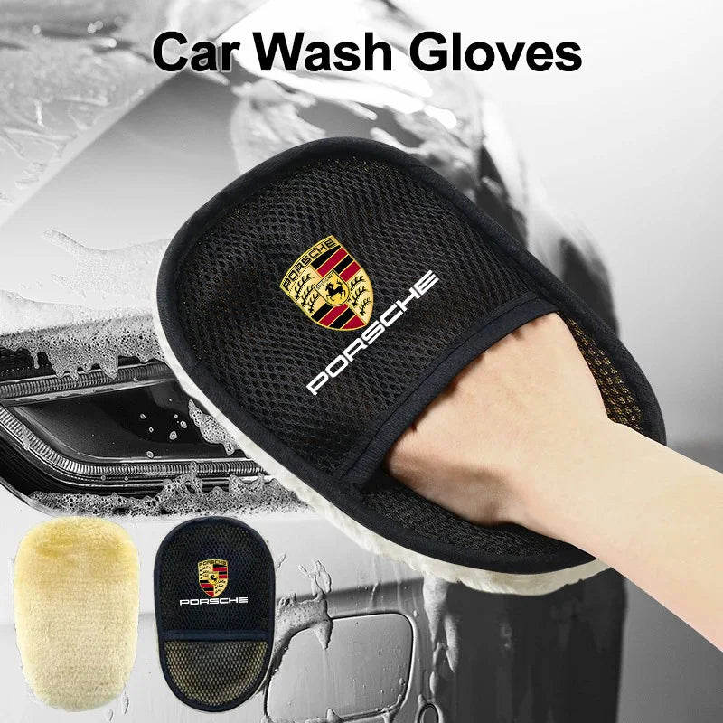 Interior Stickers Fot Porsche 1pc Car Wash Wool Gloves Velvet Thickened With Cashmere Wool Wipe Car Gloves For Porsche Cayenne P