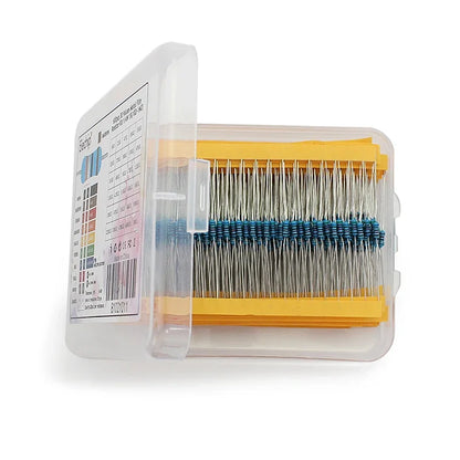 300/600pcs 1% Resistor Set Resistance 1/4W Metal Film Resistors Kit 10Ohm ~1M Ohm 30Values Electronic Components Kit
