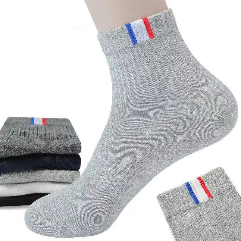 5 Pairs Socks Men Breathable Thickened Middle tube Solid Men's Spring Autumn Winter Warm White Black Sport Sock for Man Set Gift