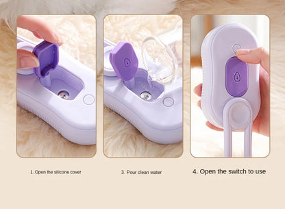 Electric Steamy Brush for Cat and Dog, Steam Brush, Electric Sprayer for Massage, Pet Grooming Tool, Shedding Combs, 3 in 1