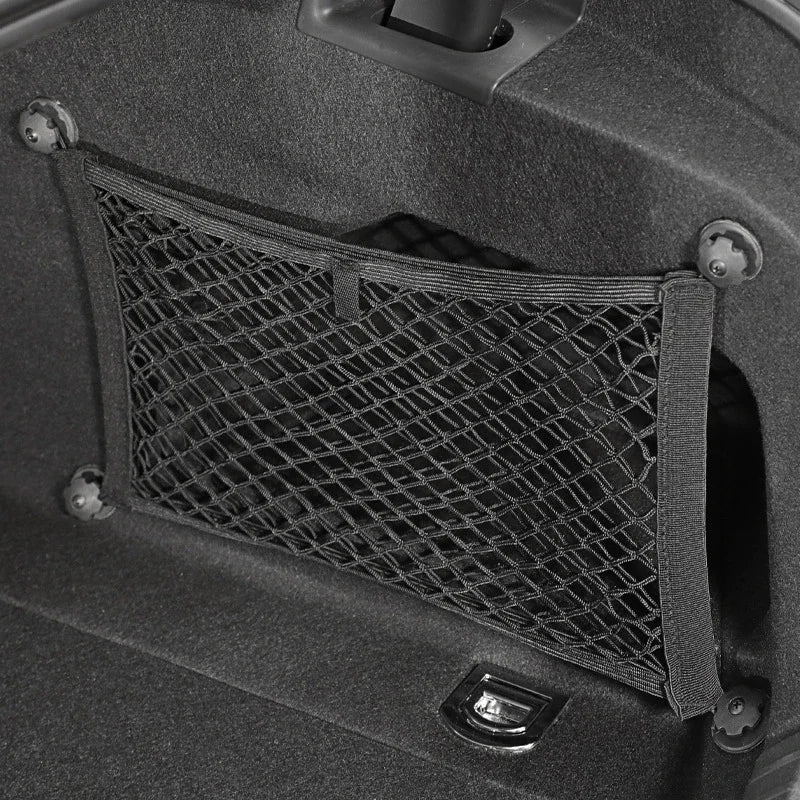 Car Back Rear Trunk Storage Net Elastic Car Interior Mesh Pocket Large Capacity Auto Stretch Wall Sticker Organizer Pouch Bag