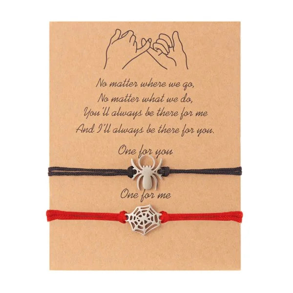 2Pcs Fashion Silver Color Spider Bracelet for Couple Simple Adjustable Woven Bracelet Valentine's Day Couple Jewelry Gift
