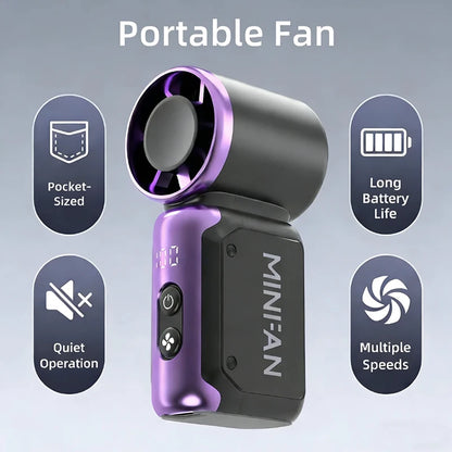 Portable handheld small fan, pocket portable fan, USB charging mini bladeless electric fan, suitable for outdoor and travel use