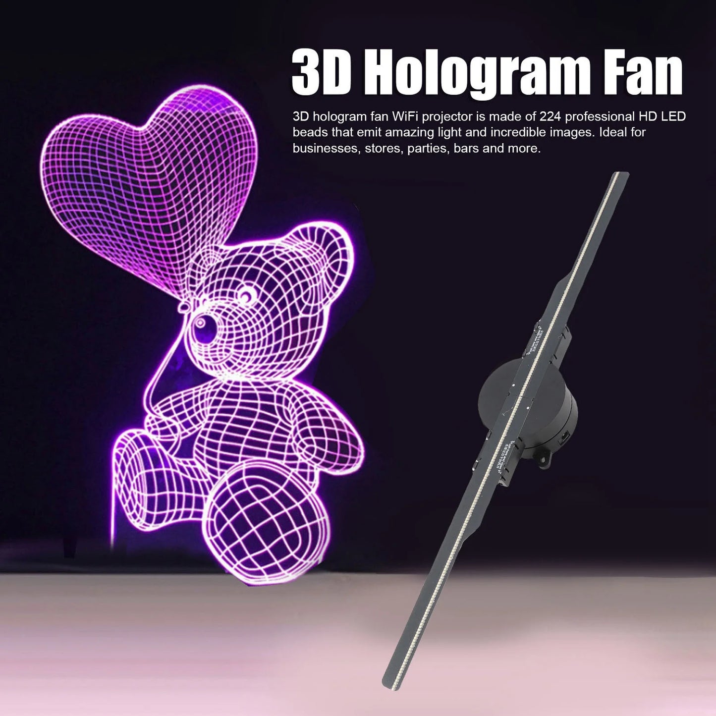 3D Hologram Fan 2000x224 Clear Custom Editing 3D Hologram Fan WiFi Projector for Business
