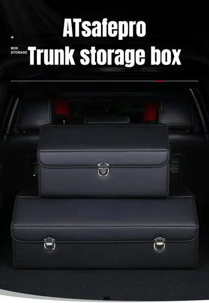 Car Trunk Organizer Organizers And Storage Suv Faux Leather Foldable Trunk Multi-Compartment Adjustable Auto Grocery Storage Box