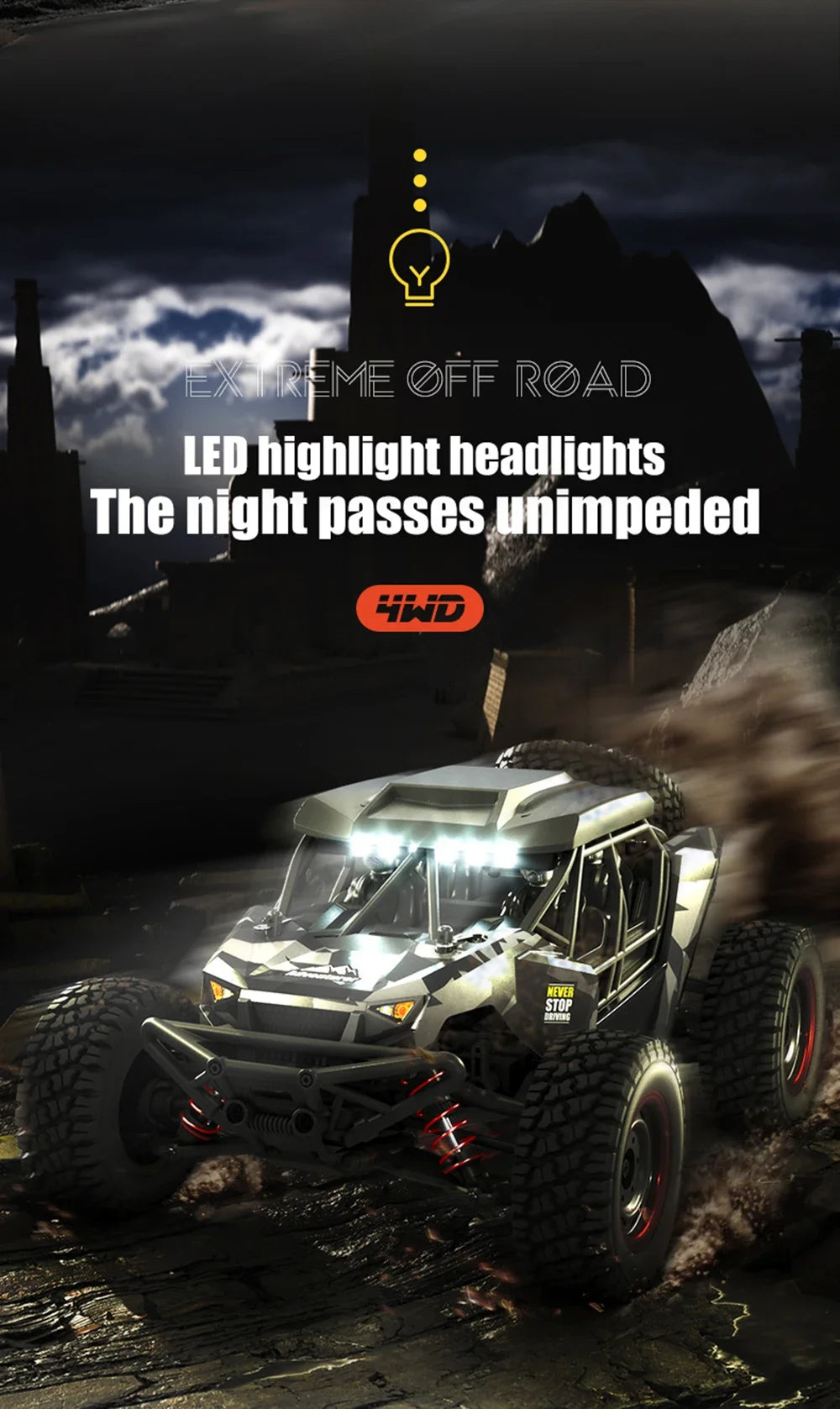 16106 1:16 50KM/H 4WD RC Car With LED Remote Control Off-road Cars High Speed Drift Monster Truck for Kids vs Wltoys 144001 Toys