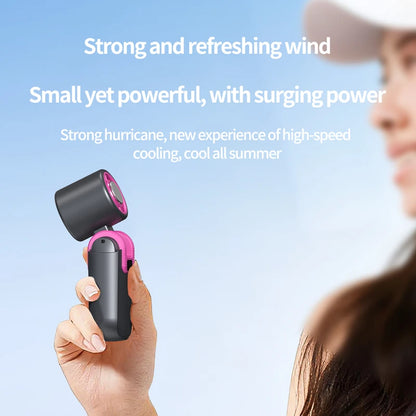 Mini Ice Cooling Portable Fan Turbo High Speed Handheld Fan Long Battery Life USB Rechargeable Foldable For Outdoor Travel