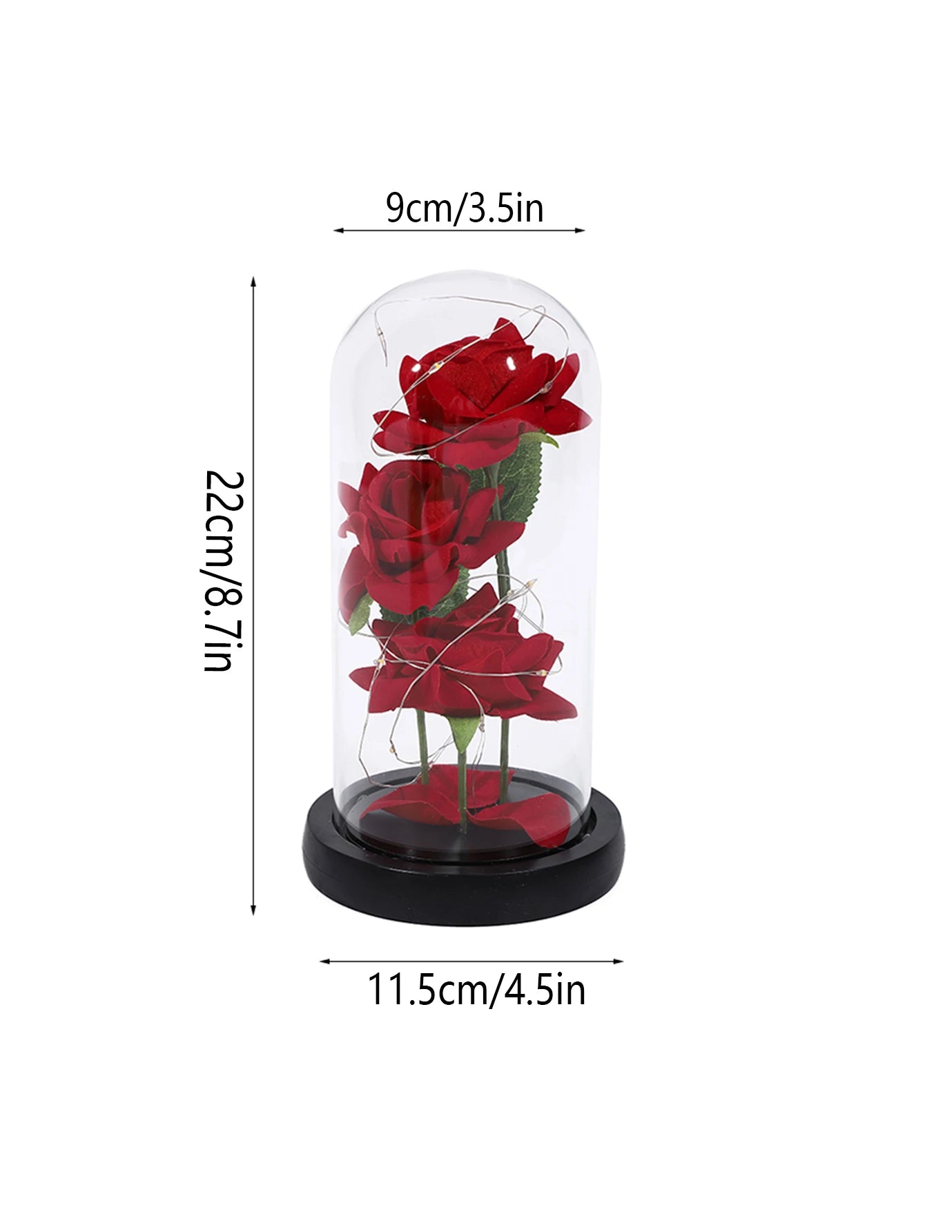 1PC Valentine's Day artificial flowers three rose glass cover Mother's Day wedding season Valentine's Day gift for his wife.