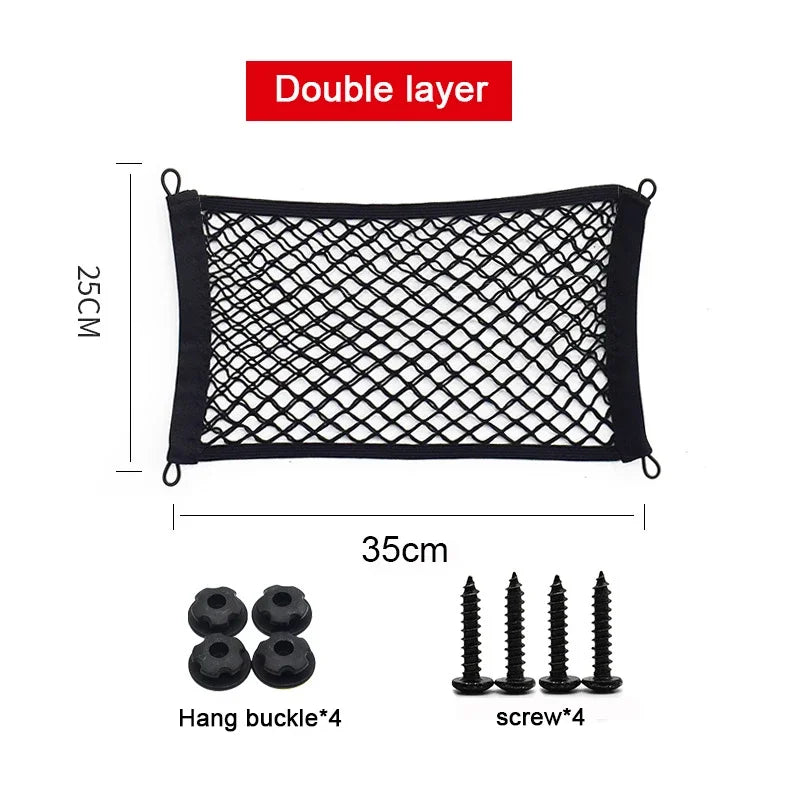 Car Back Rear Trunk Storage Net Elastic Car Interior Mesh Pocket Large Capacity Auto Stretch Wall Sticker Organizer Pouch Bag