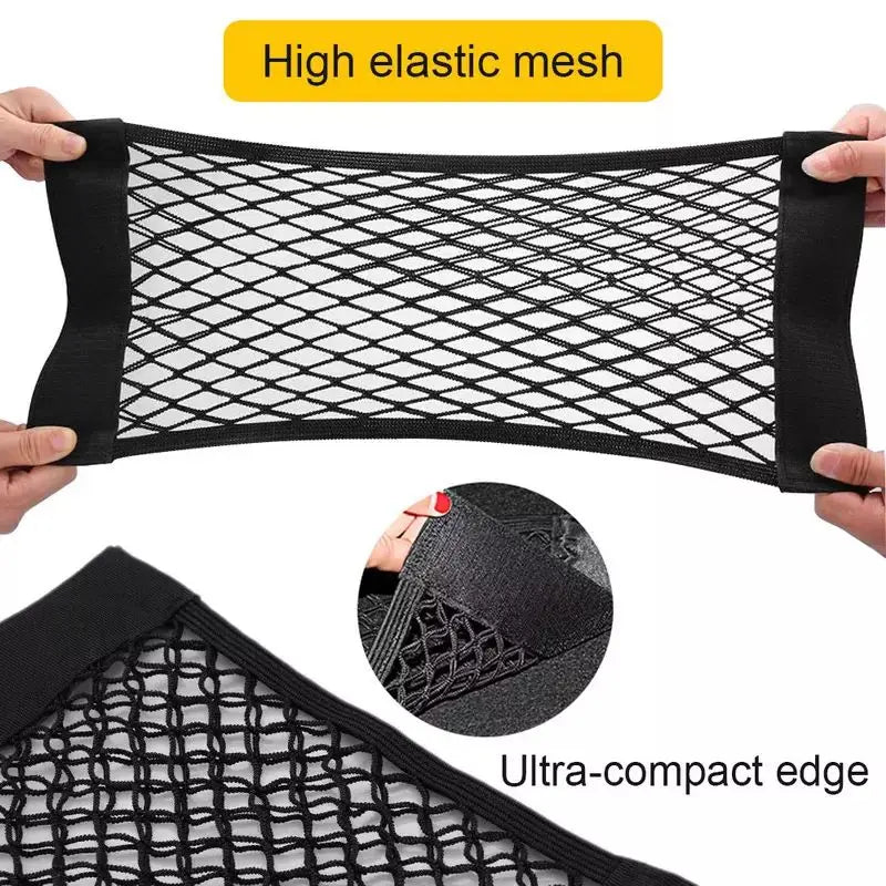 Car Trunk Mesh Organizer Universal Velcro Storage Pocket Vehicle Elastic Storage Bag Automotive Mesh Interior Accessories