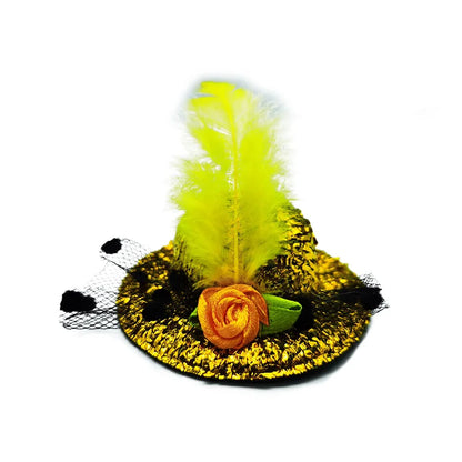 Chicken Hats For Hens Feather Top Hat With Adjustable Elastic Chin Strap Mini Hat Chicken Helmets Accessories Rooster Duck