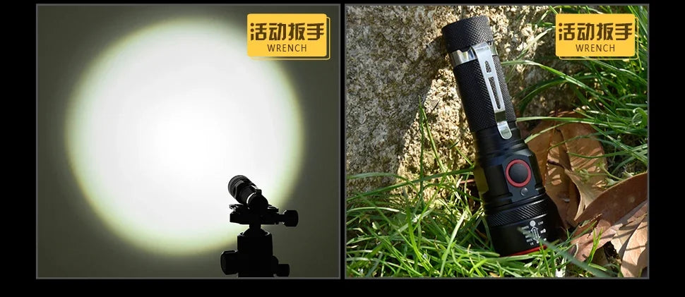 High Lumen LED Flashlight 18650 Rechargeable Flashlights Waterproof Zoom Torch for Camping Hiking Fishing Hunting